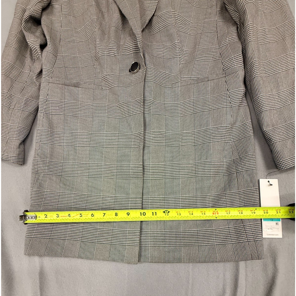 Calvin Klein Blazer Womens 16 Black White Houndstooth Plaid Jacket Business NWT - Picture 4 of 12